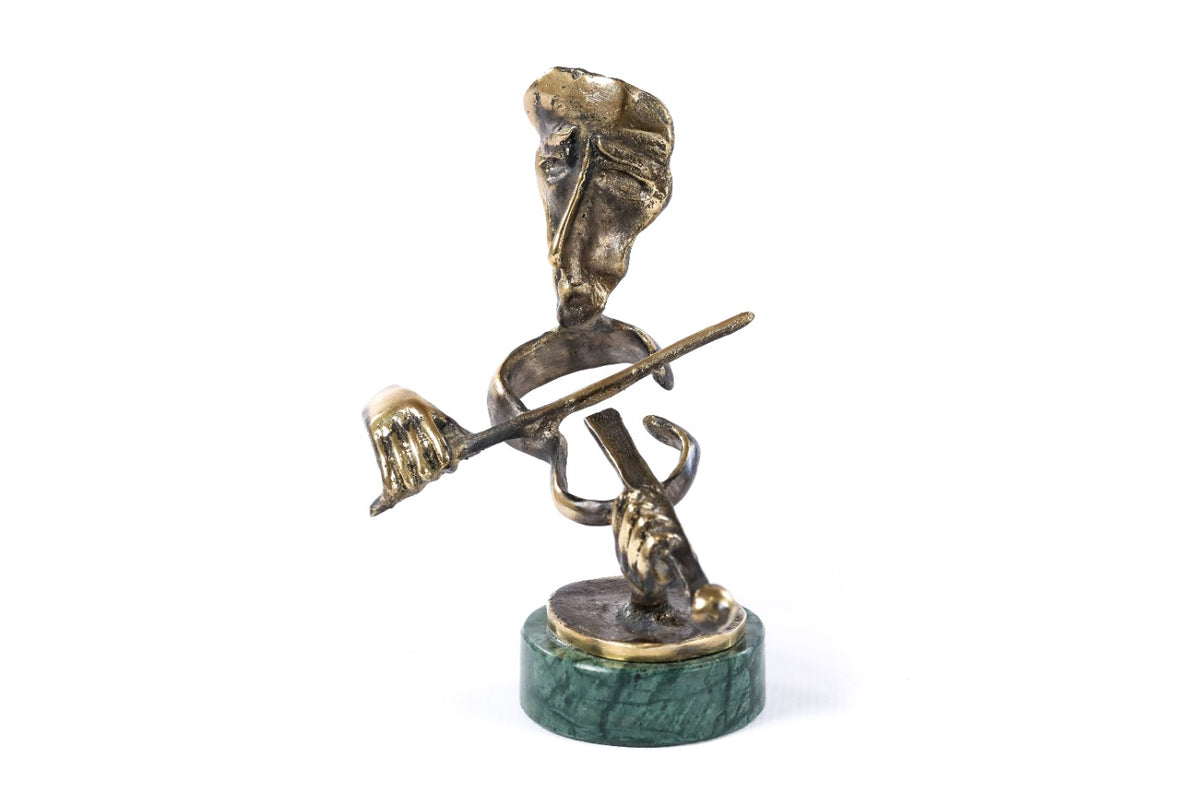Handmade Bronze and Marble The Violinist Sculpture - photo 4