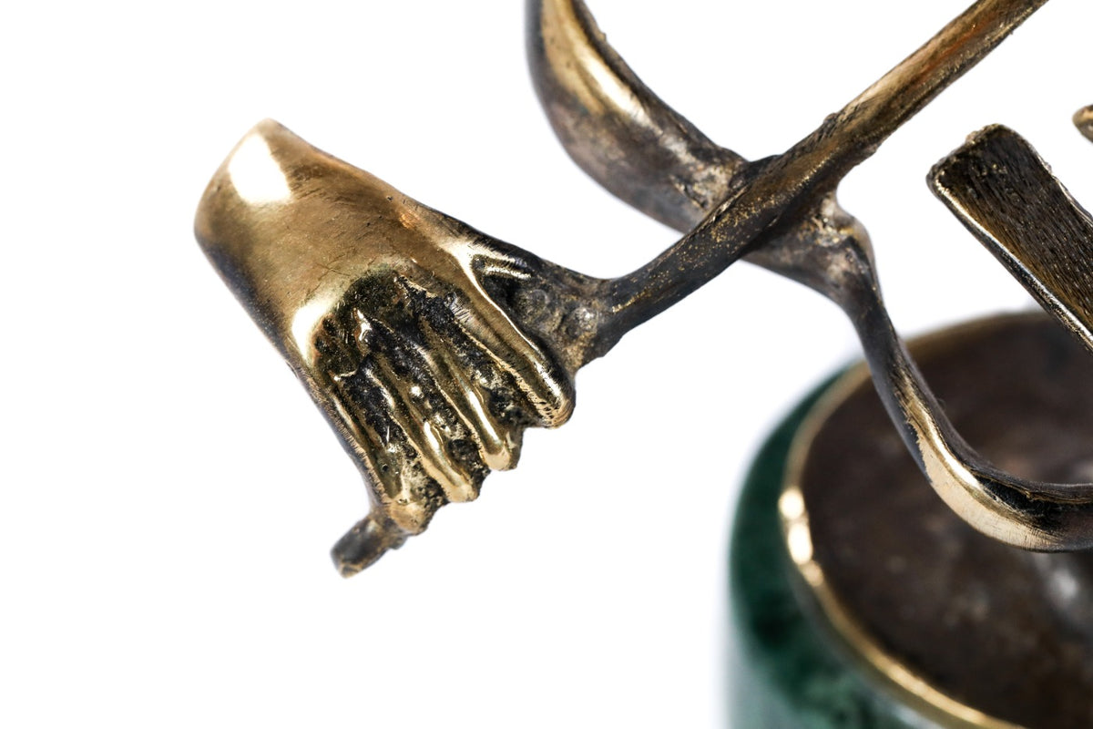 Handmade Bronze and Marble The Violinist Sculpture - photo 9