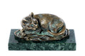 Handmade Bronze and Marble Cat Sculpture