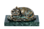 Handmade Bronze and Marble Cat Sculpture
