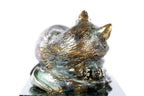 Handmade Bronze and Marble Cat Sculpture - photo 4