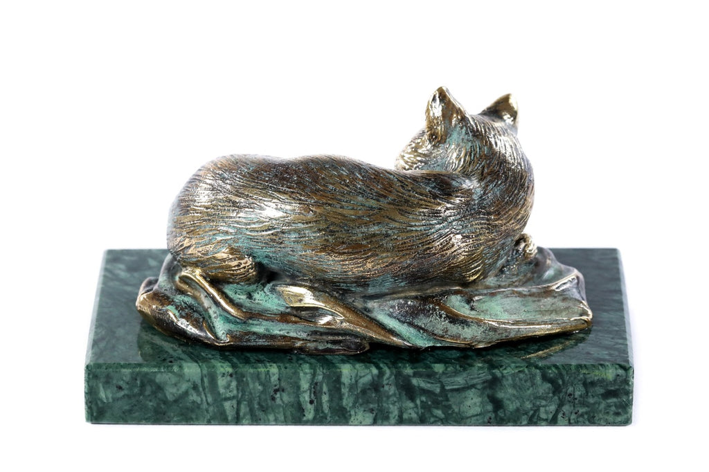 Handmade Bronze and Marble Cat Sculpture - photo 6