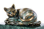 Handmade Bronze and Marble Cat Sculpture - photo 2