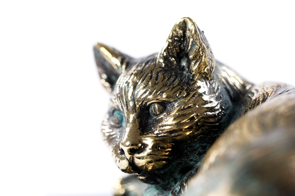 Handmade Bronze and Marble Cat Sculpture - photo 8