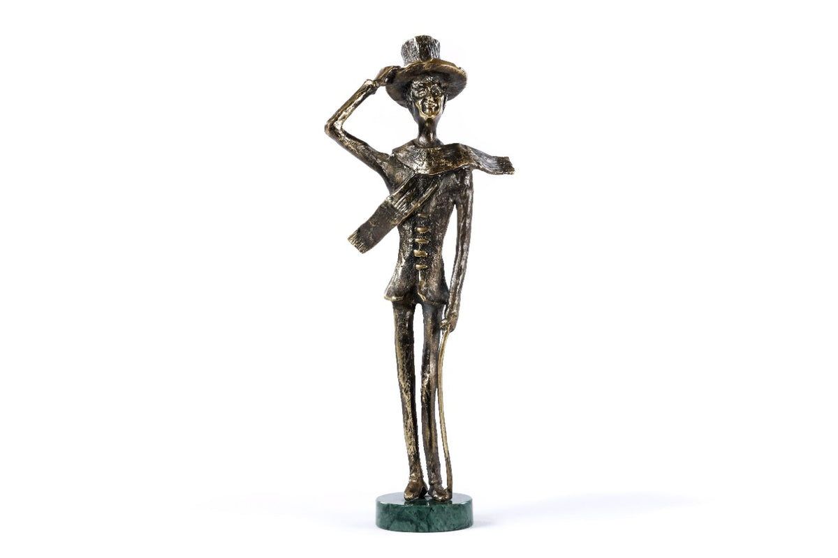 Handmade Bronze and Marble The Boy with a Cane Sculpture - photo 4