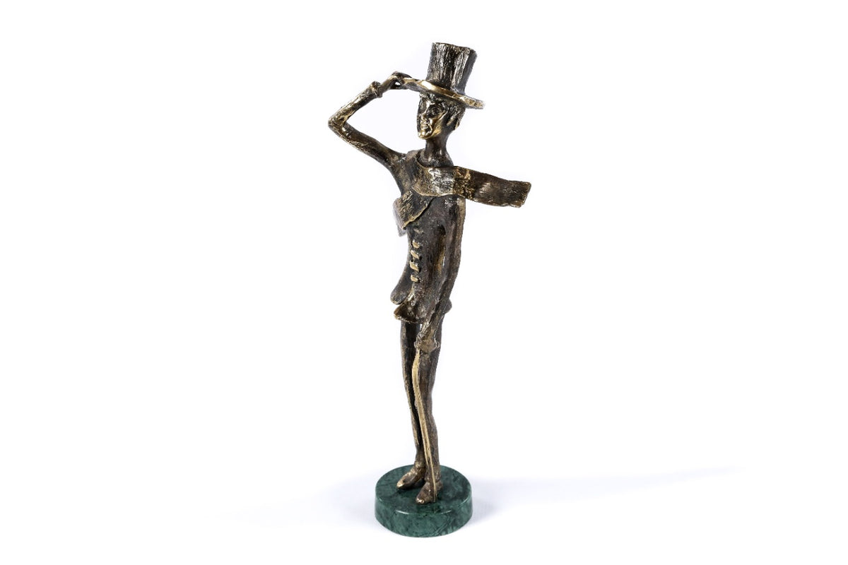 Handmade Bronze and Marble The Boy with a Cane Sculpture - photo 5