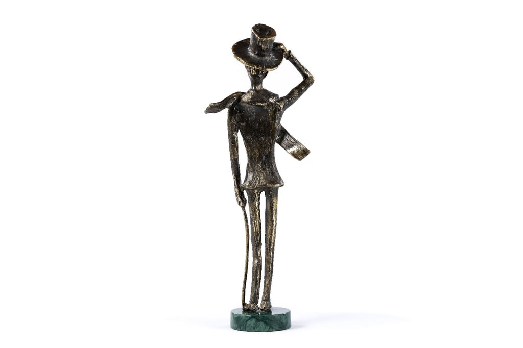 Handmade Bronze and Marble The Boy with a Cane Sculpture - photo 6