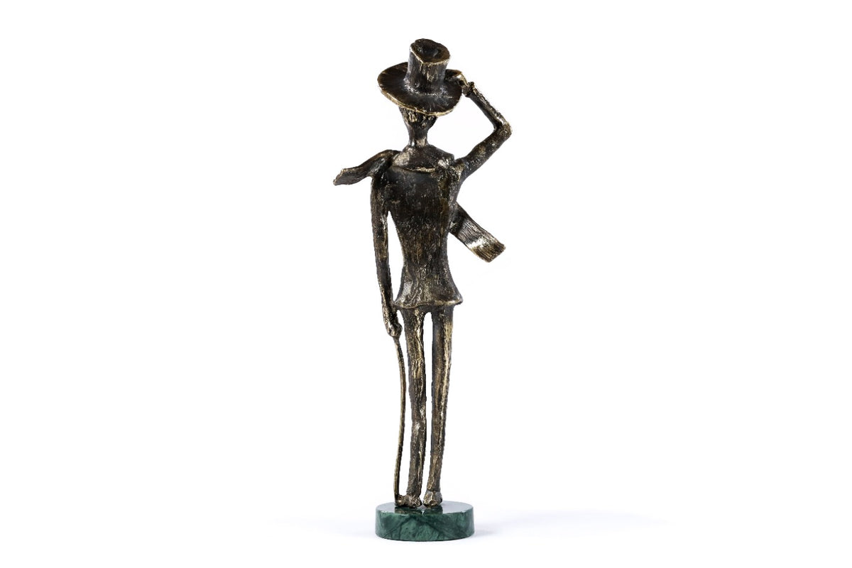 Handmade Bronze and Marble The Boy with a Cane Sculpture - photo 6