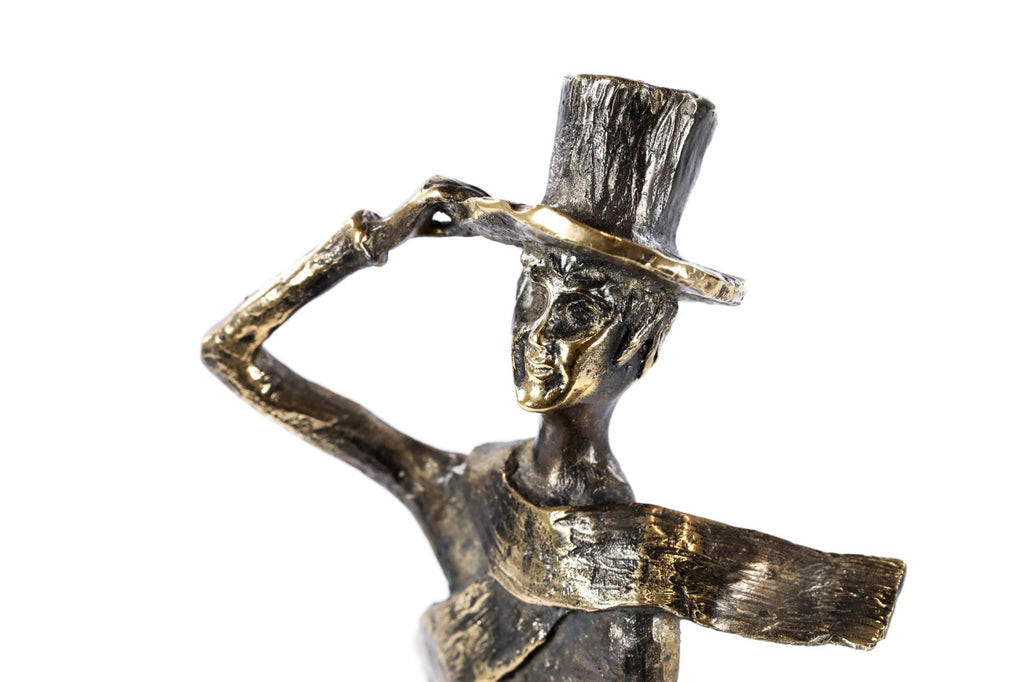 Handmade Bronze and Marble The Boy with a Cane Sculpture - photo 7