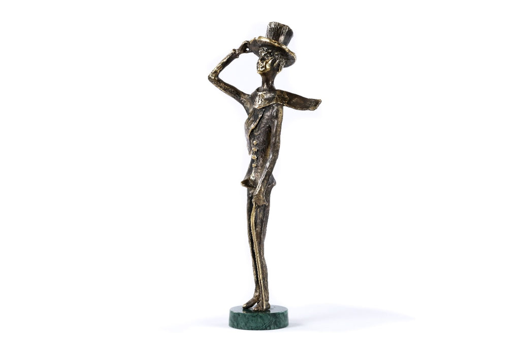 Handmade Bronze and Marble The Boy with a Cane Sculpture - photo 8