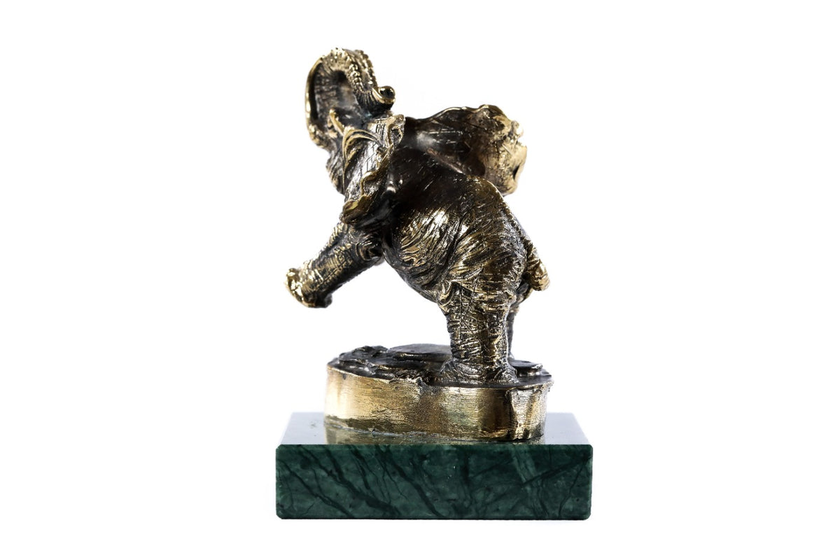Handmade Bronze and Marble Elephant Sculpture - photo 4