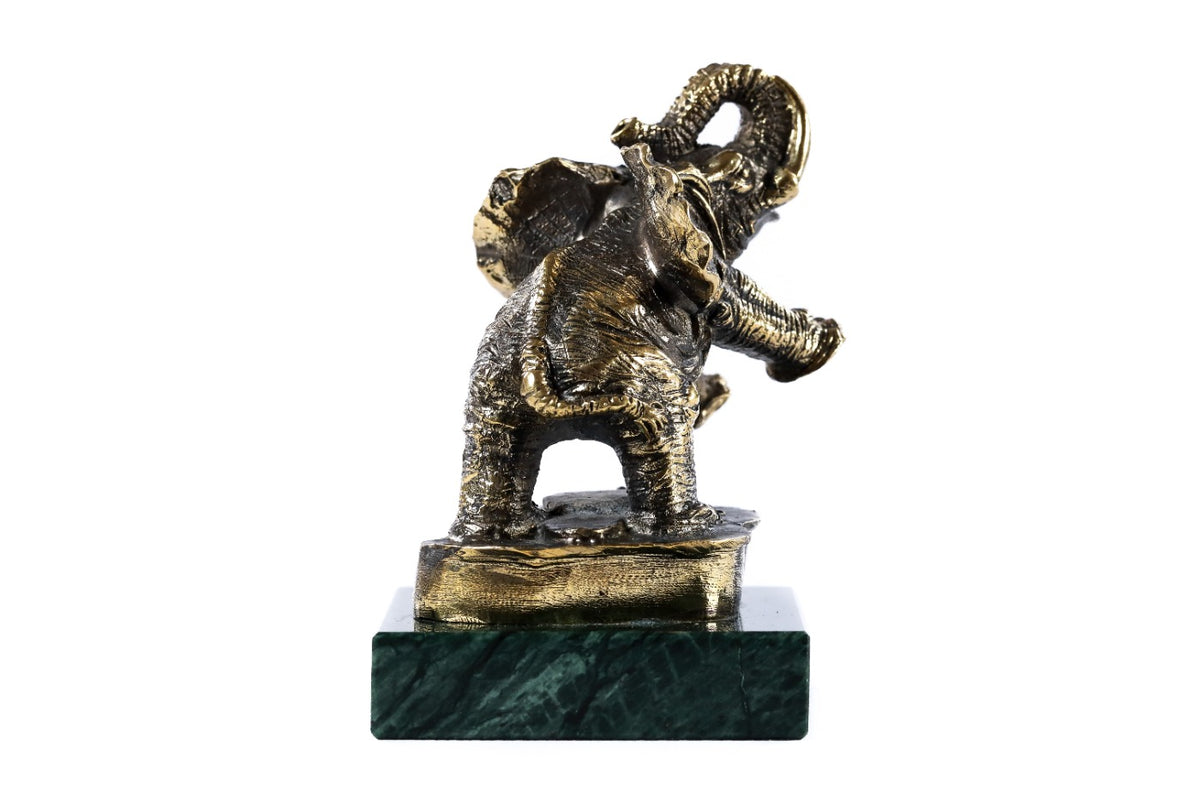 Handmade Bronze and Marble Elephant Sculpture - photo 5