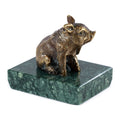 Handmade Bronze and Marble The Piglet Sculpture