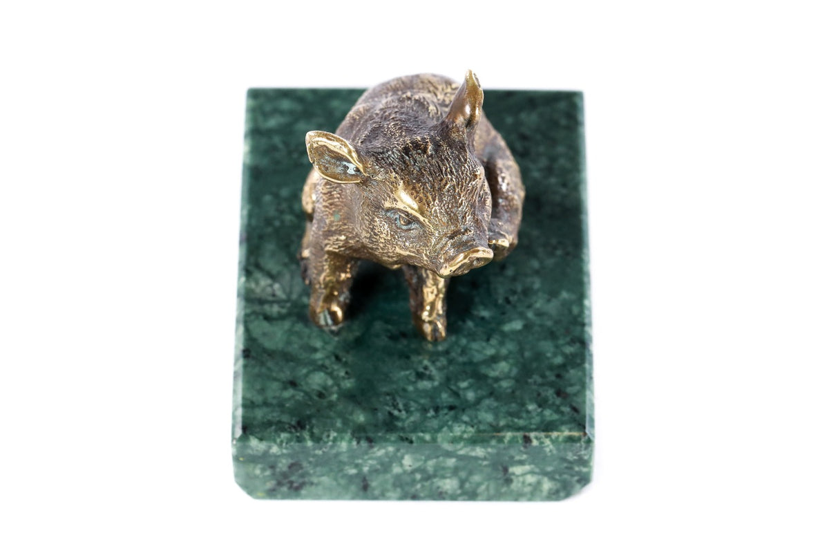 Handmade Bronze and Marble The Piglet Sculpture - photo 5