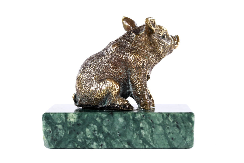 Handmade Bronze and Marble The Piglet Sculpture - photo 4