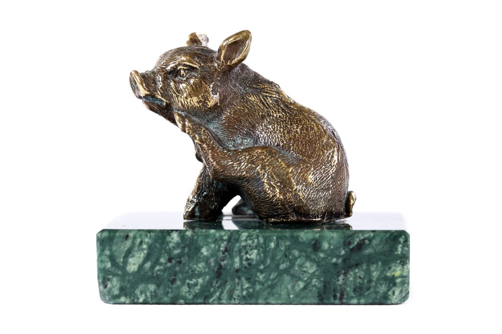 Handmade Bronze and Marble The Piglet Sculpture - photo 7