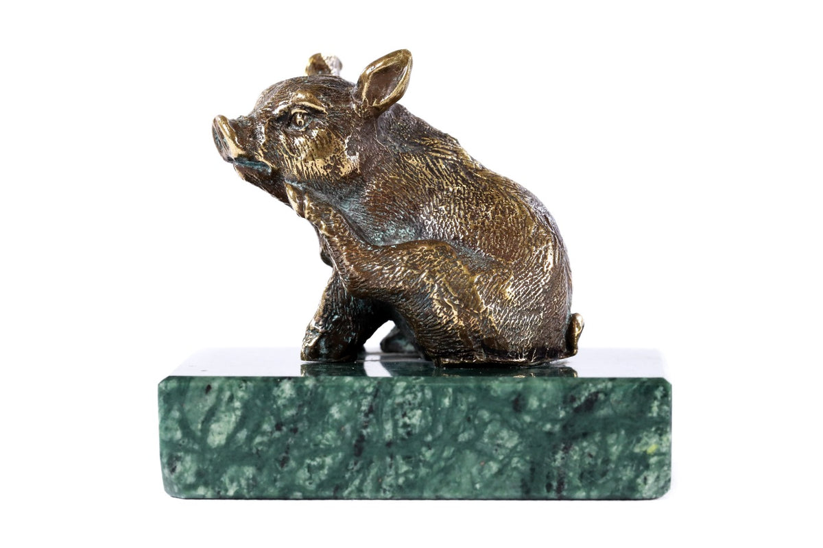 Handmade Bronze and Marble The Piglet Sculpture - photo 7