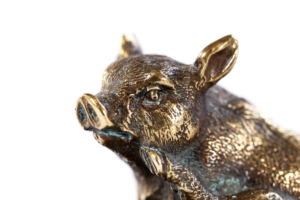 Handmade Bronze and Marble The Piglet Sculpture - photo 3
