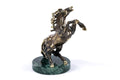Handmade Bronze and Marble Stubborn Horse Sculpture