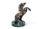 Handmade Bronze and Marble Stubborn Horse Sculpture