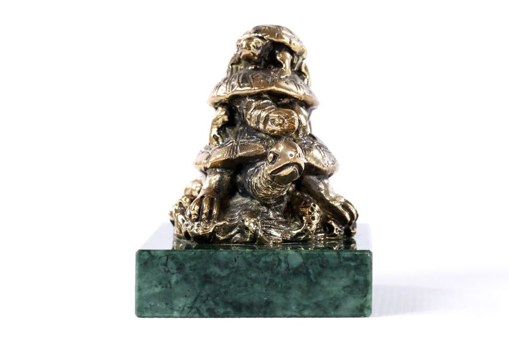 Handmade Bronze and Marble Turtles Sculpture - photo 7