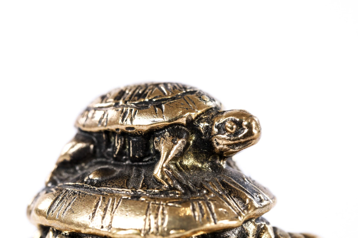Handmade Bronze and Marble Turtles Sculpture - photo 9
