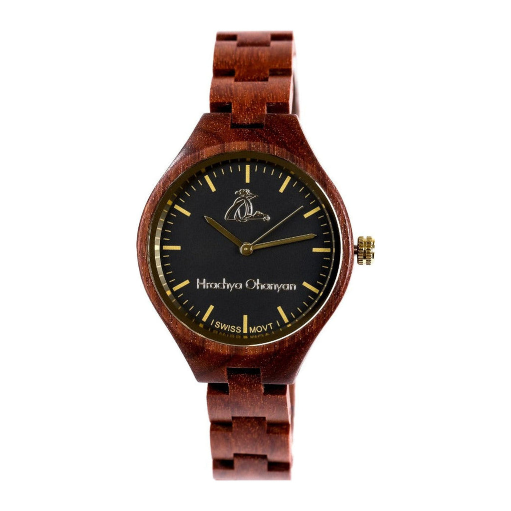 Handmade Women's Cherry Wood Wrist Watch, Red
