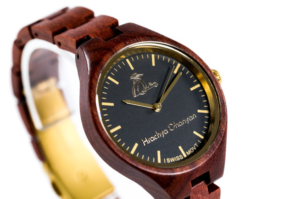 Handmade Women's Cherry Wood Wrist Watch, Red - photo 2