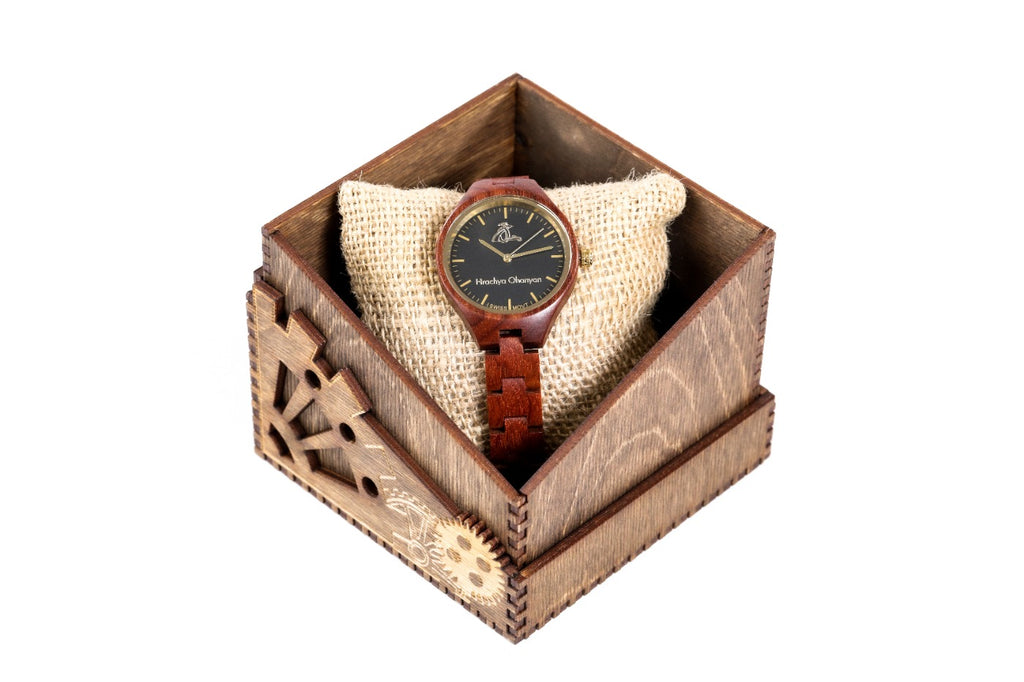 Handmade Women's Cherry Wood Wrist Watch, Red - photo 9