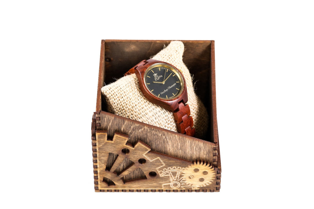 Handmade Women's Cherry Wood Wrist Watch, Red - photo 10