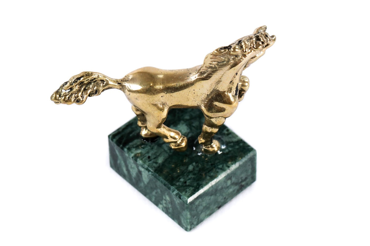 Handmade Bronze and Marble Small Horse Sculpture - photo 5