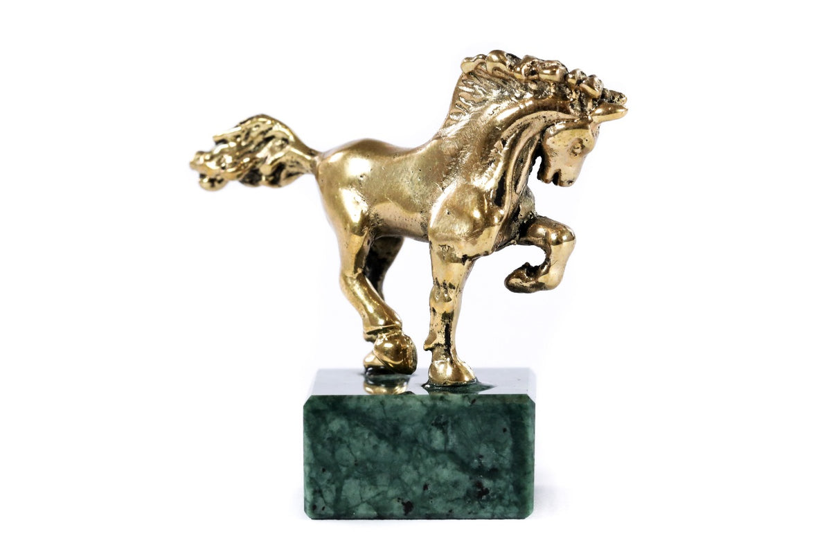 Handmade Bronze and Marble Small Horse Sculpture - photo 4