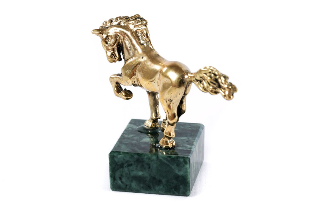 Handmade Bronze and Marble Small Horse Sculpture - photo 8