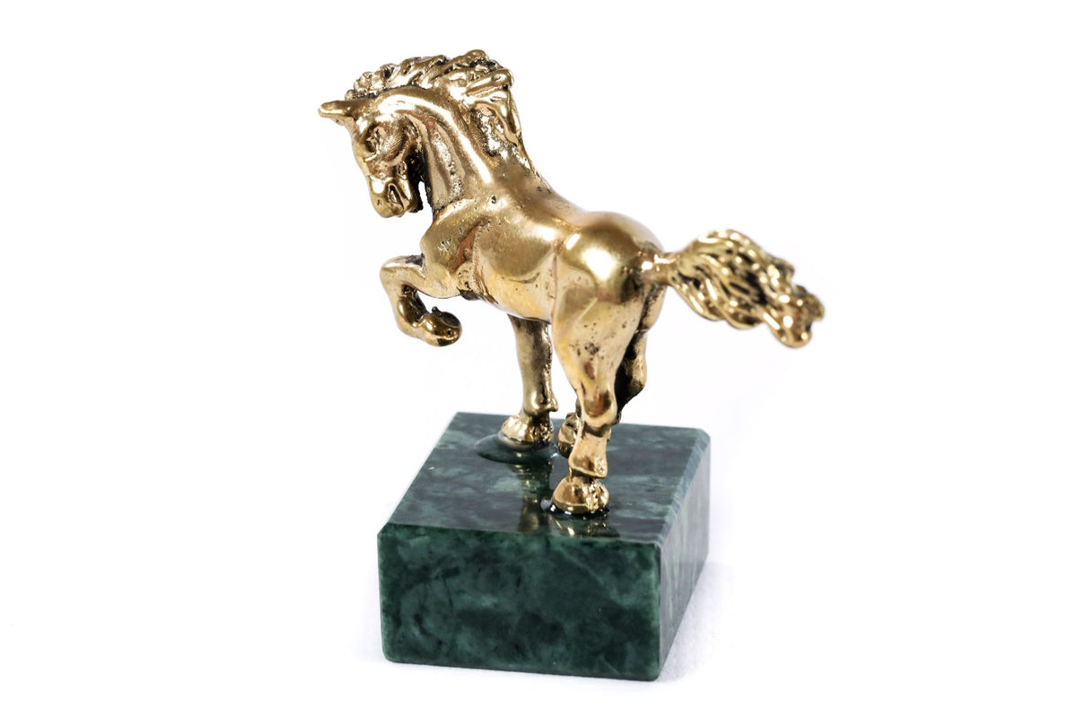 Handmade Bronze and Marble Small Horse Sculpture - photo 8