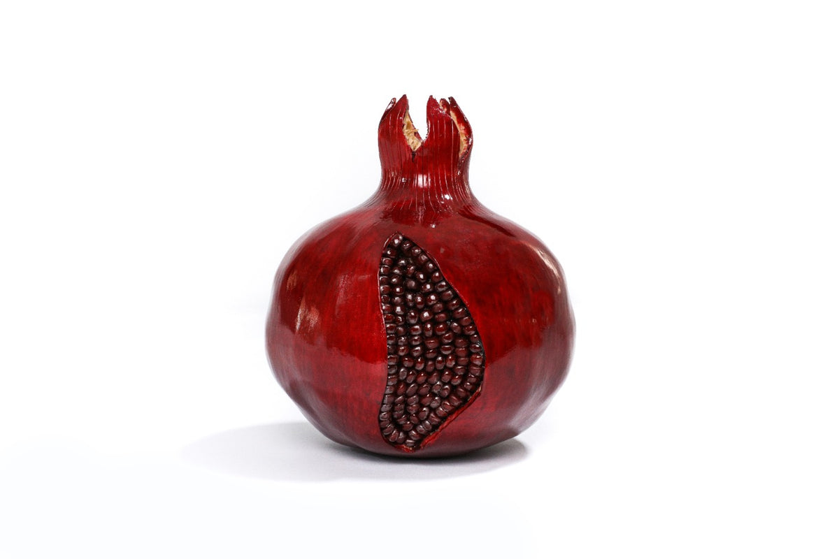 Handmade Wooden Pomegranate Decor, 19 cm