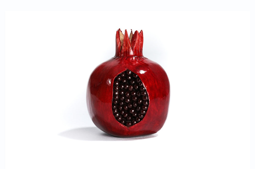 Handmade Wooden Pomegranate Decor, 9 cm