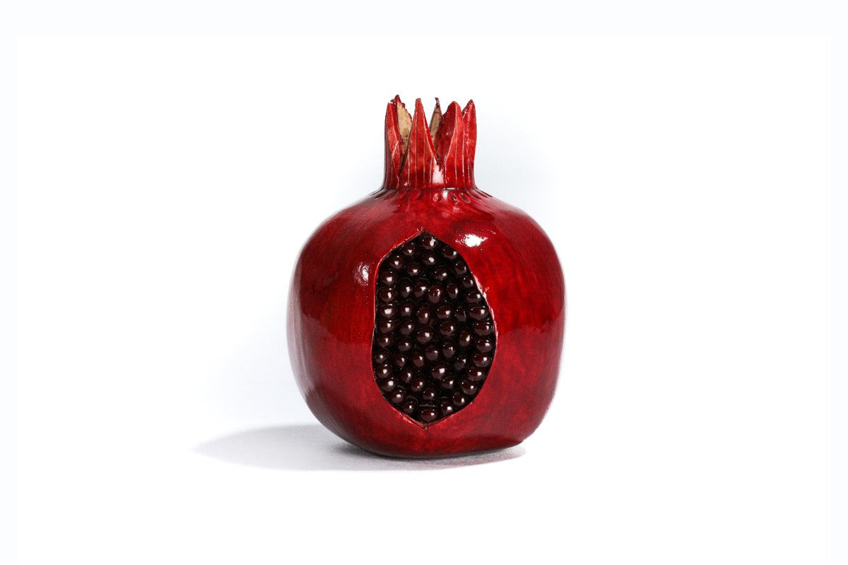 Handmade Wooden Pomegranate Decor, 9 cm