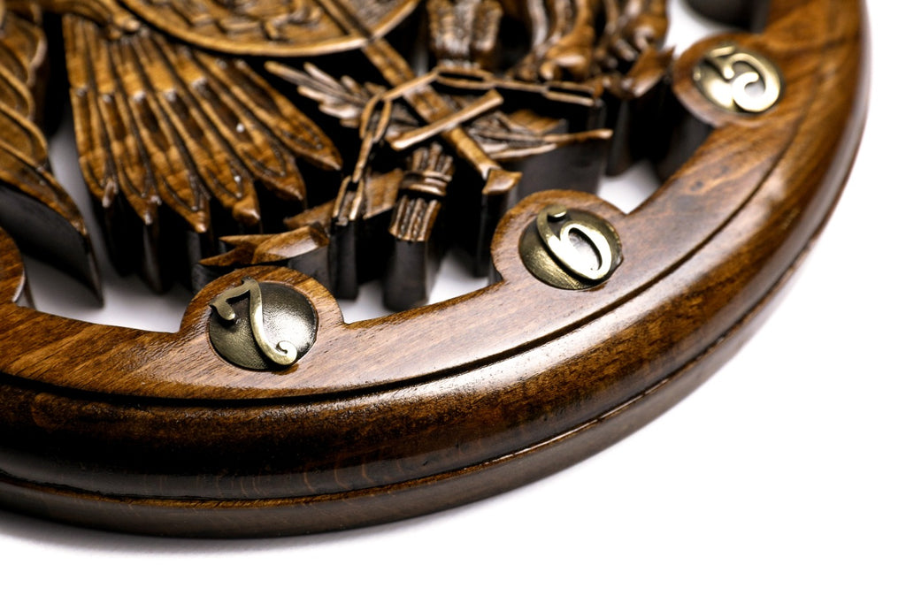 Handmade Wooden Wall Clock with Armenian Coat of Arms, 30 cm - photo 4