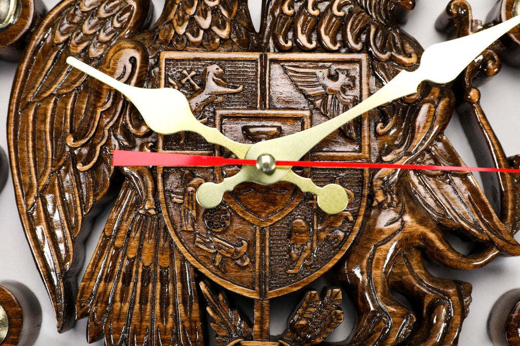 Handmade Wooden Wall Clock with Armenian Coat of Arms, 30 cm - photo 9