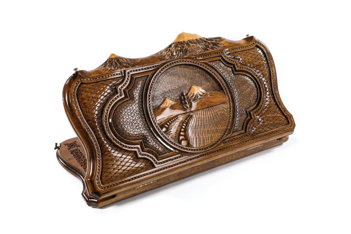 Handmade Wooden Duduk Case with Mount Ararat Outline