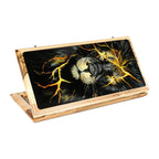 Handmade Walnut Two-Sided Backgammon Set with Lion and Epoxy Resin, 60 cm