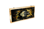 Handmade Walnut Two-Sided Backgammon Set with Lion and Epoxy Resin, 60 cm - photo 6