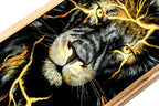 Handmade Walnut Two-Sided Backgammon Set with Lion and Epoxy Resin, 60 cm - photo 7