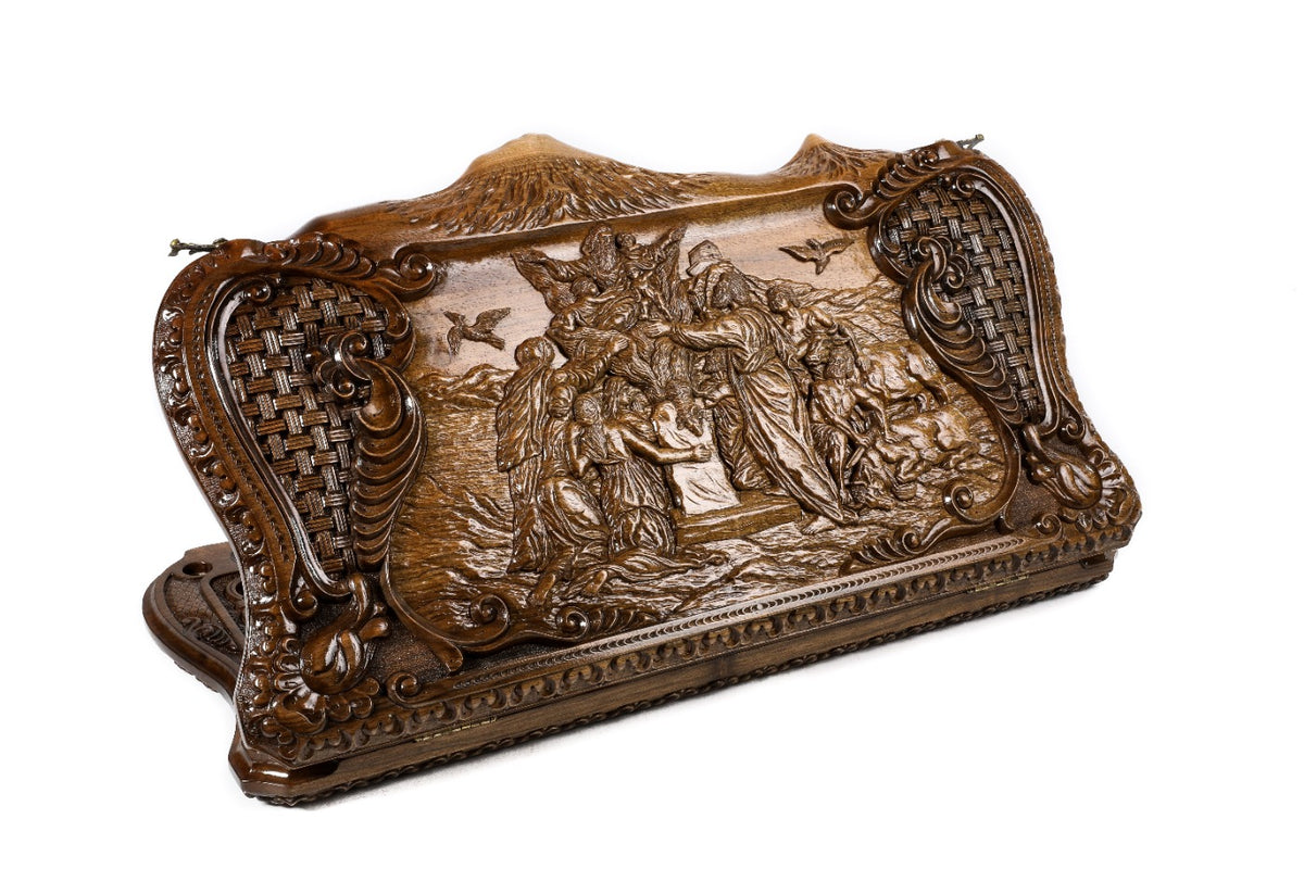 Handmade Walnut Backgammon Set with Noah's Ark Scene and Ararat Outline, 60 cm - photo 6