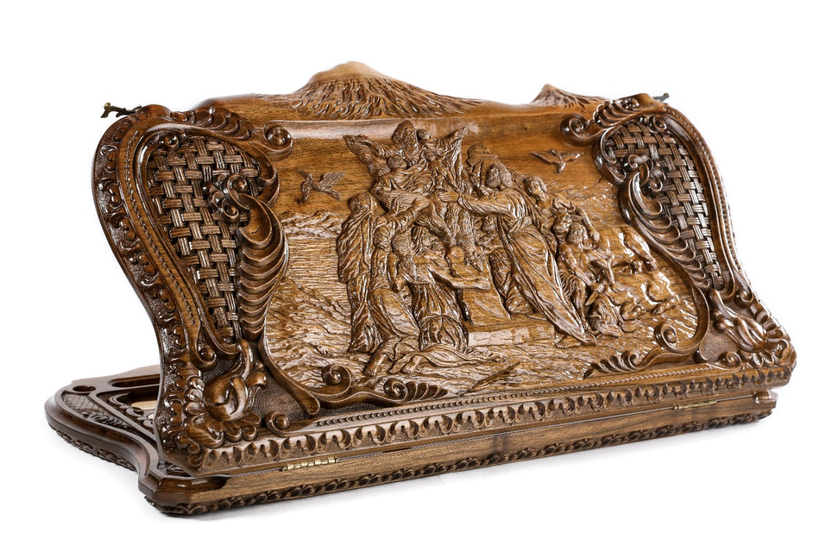 Handmade Walnut Backgammon Set with Noah's Ark Scene and Ararat Outline, 60 cm - photo 9