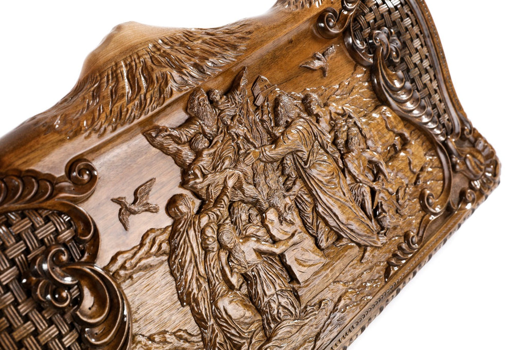 Handmade Walnut Backgammon Set with Noah's Ark Scene and Ararat Outline, 60 cm - photo 2