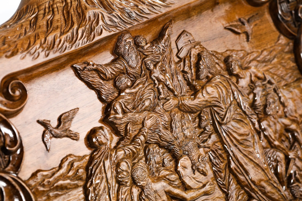 Handmade Walnut Backgammon Set with Noah's Ark Scene and Ararat Outline, 60 cm - photo 11