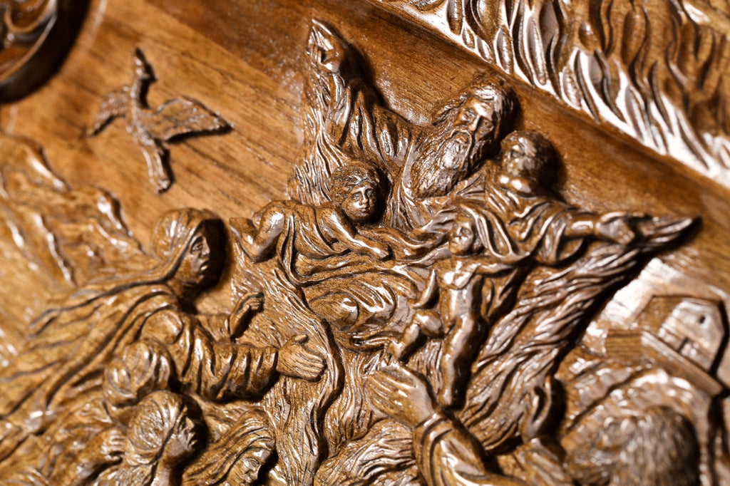 Handmade Walnut Backgammon Set with Noah's Ark Scene and Ararat Outline, 60 cm - photo 12