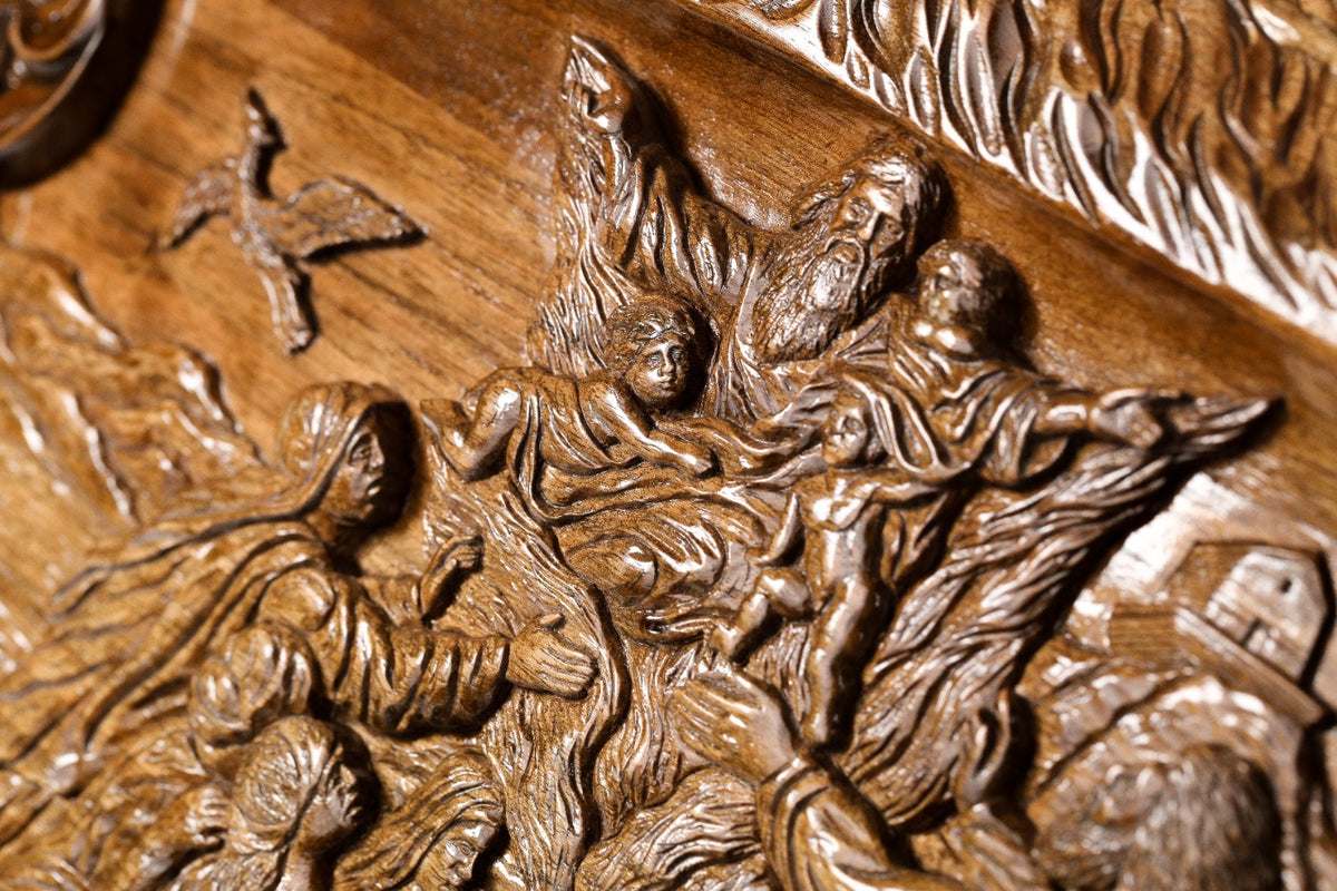 Handmade Walnut Backgammon Set with Noah's Ark Scene and Ararat Outline, 60 cm - photo 12