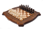 Handmade Wooden Chess and Backgammon Set with Contour Outline, 40 cm (Model 31316)